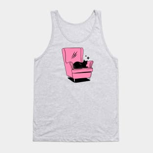 Naughty Black Cat in pink Tank Top